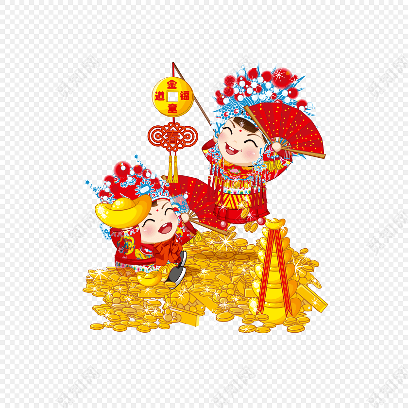 卡通中国古风结婚素材
