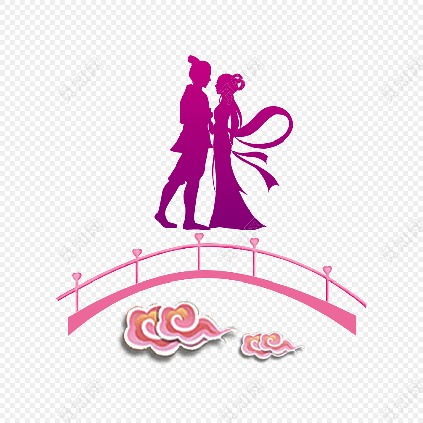 七夕牛郎织女相会素材