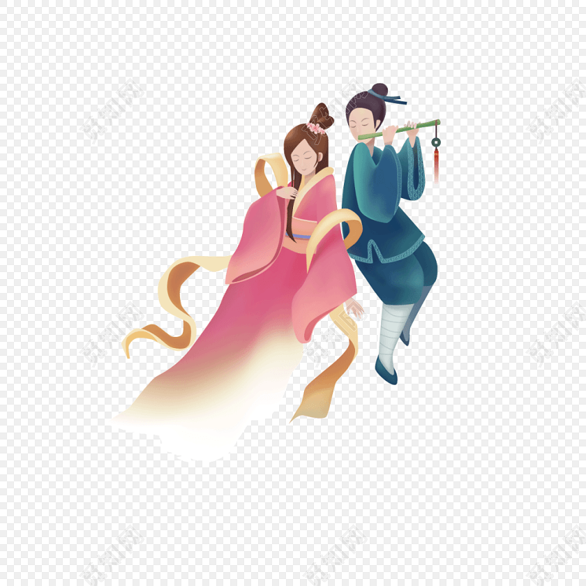 七夕牛郎织女相会素材