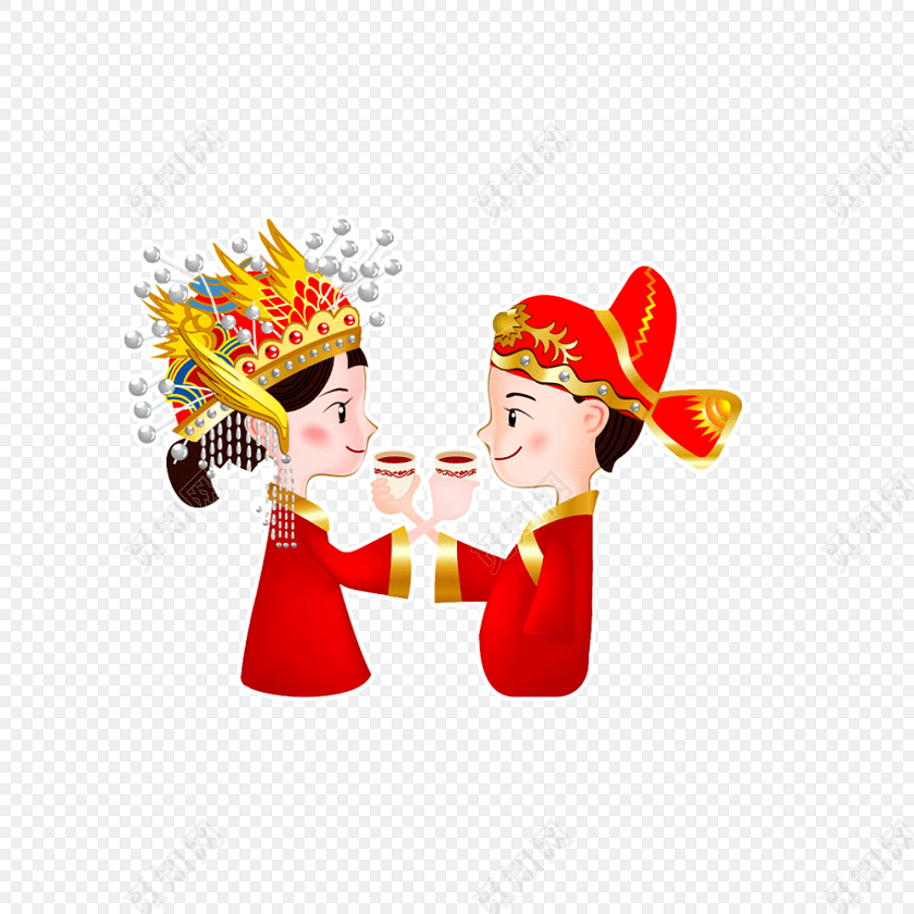 卡通中国古风结婚素材
