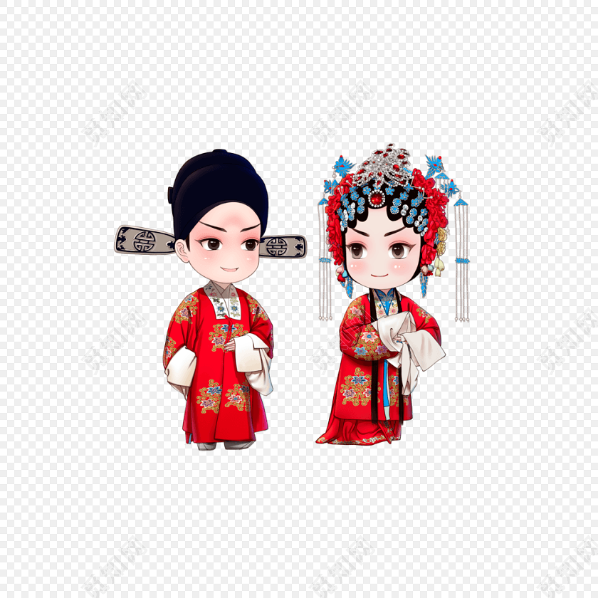 卡通古风婚礼素材