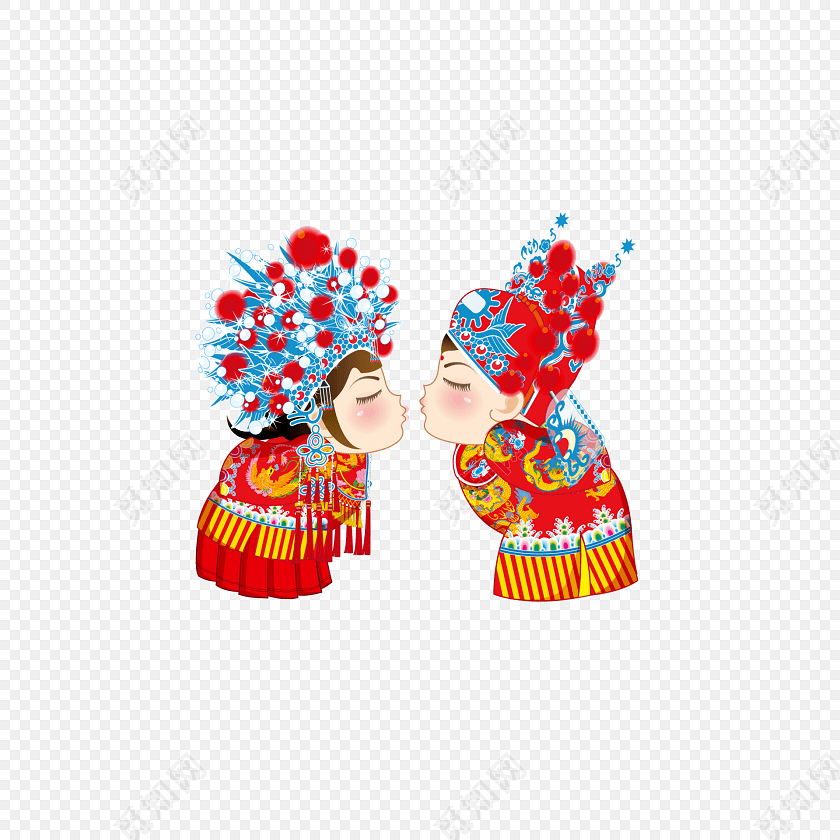 卡通古风婚礼素材