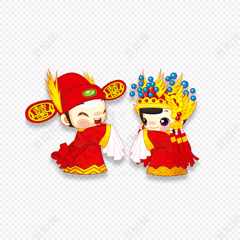 卡通古风婚礼素材