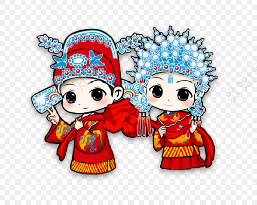卡通古风婚礼素材