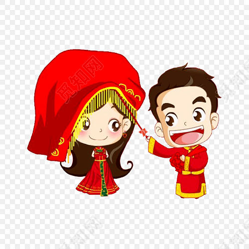 卡通古风婚礼素材
