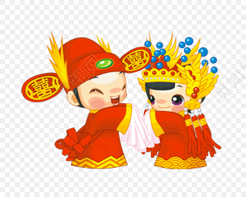 卡通古风婚礼素材