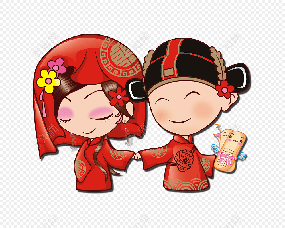 卡通古风婚礼素材