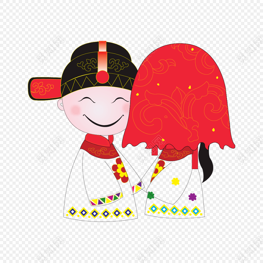 卡通古风婚礼素材