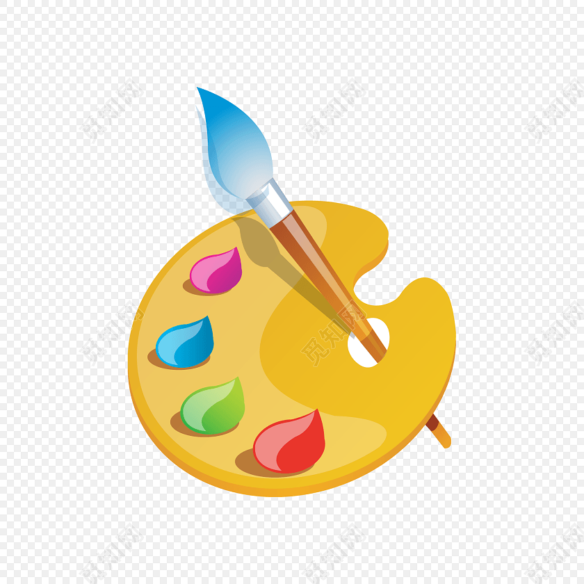 卡通调色板画笔矢量素材