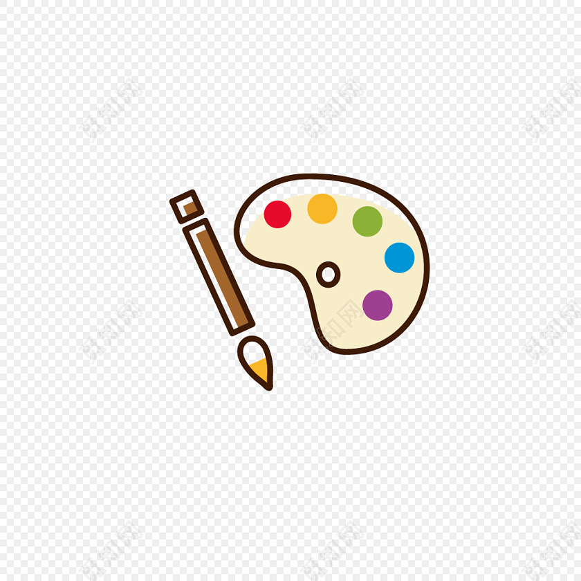 手绘风调色盘画笔矢量素材