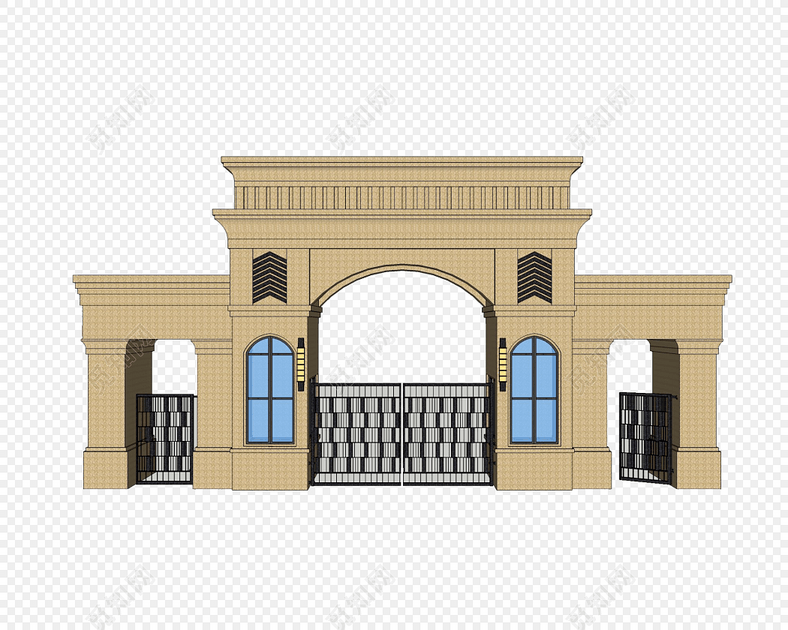 学校大门矢量素材