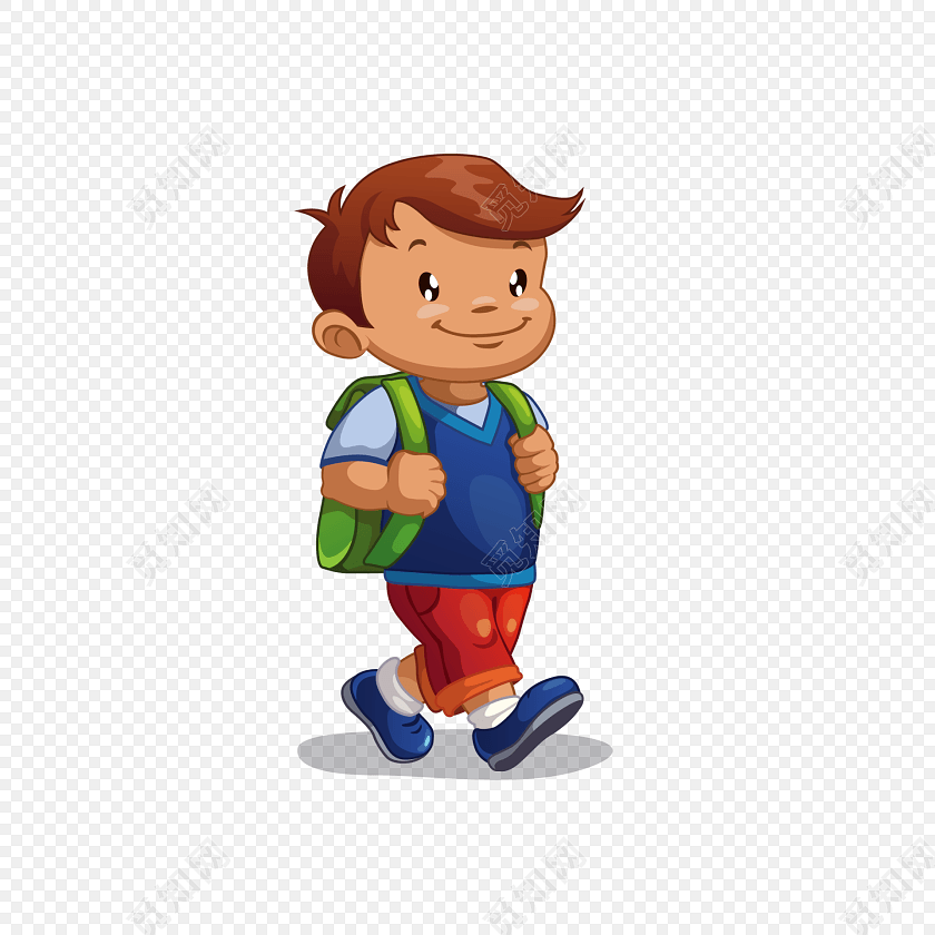 正在上学路上的小男生矢量素材
