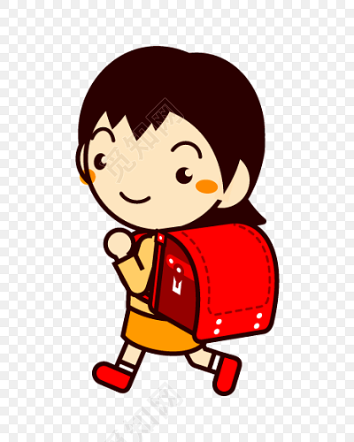 背着红书包的小女孩矢量素材