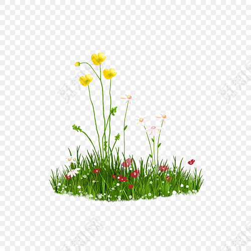 花花草草装饰背景素材草地矢量图