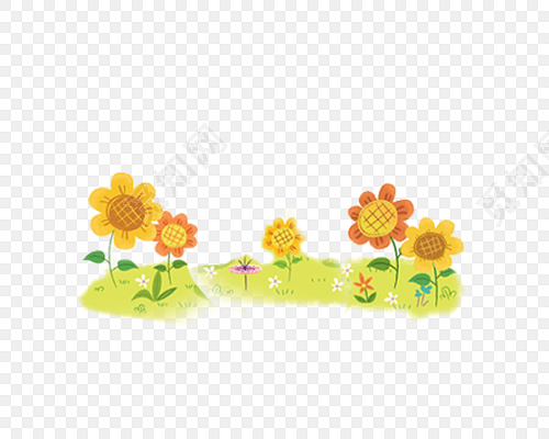 花花草草向日葵卡通装饰背景素材