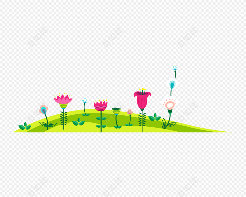 花花草草彩色小花草地装饰背景素材