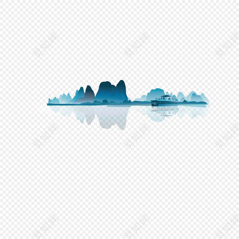 中国风简约手绘山峰素材