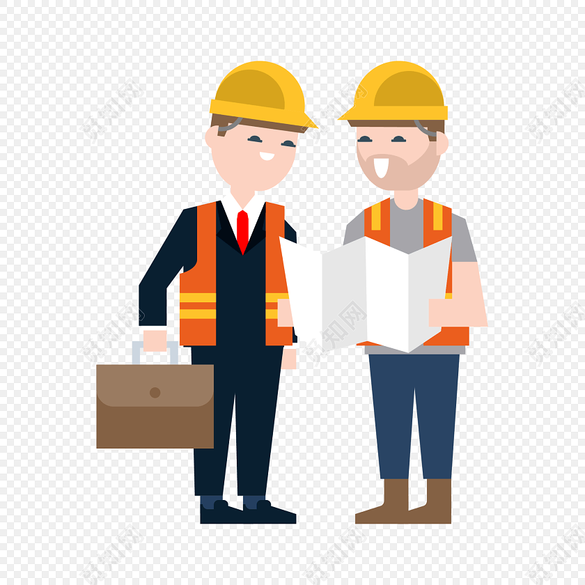卡通工程师和施工人员矢量素材