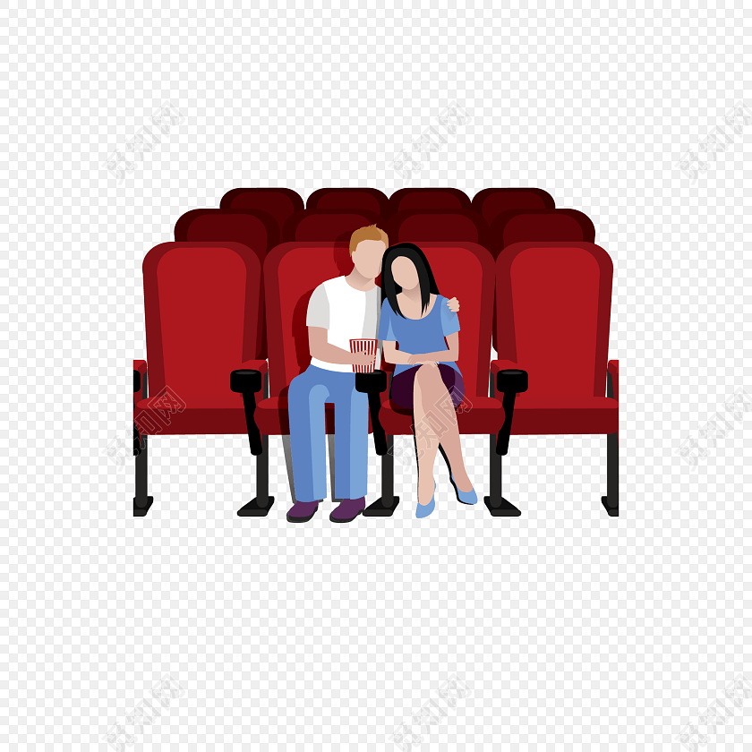 卡通情侣电影院看电影