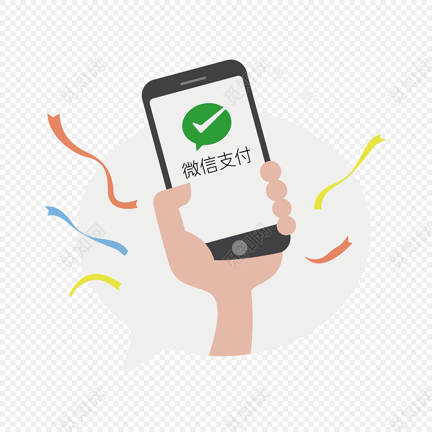 卡通手绘手拿手机
