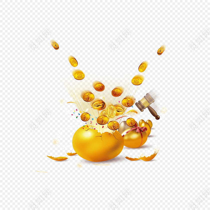 彩色砸金蛋抽奖插画素材