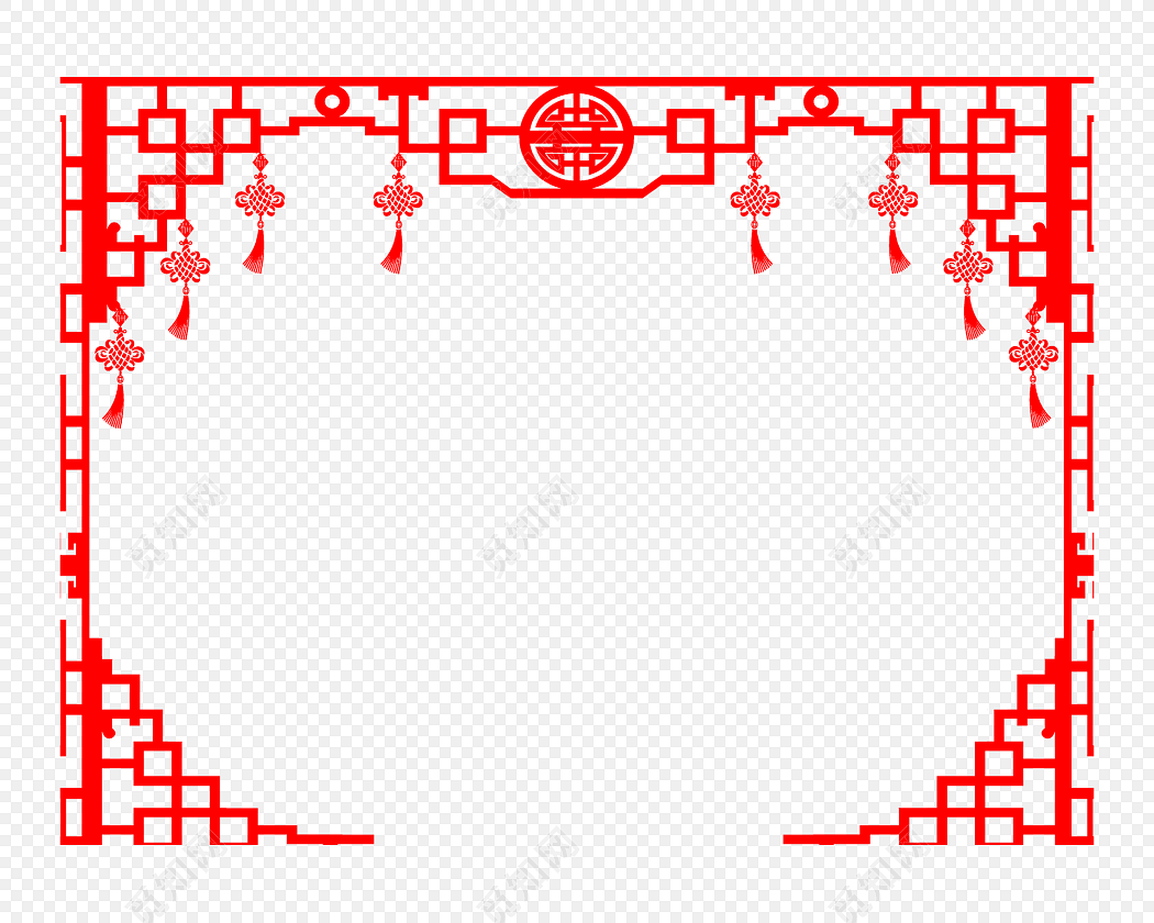 png 免费下载png png素材红色喜庆中国风花纹边框标签:中式窗花 免抠