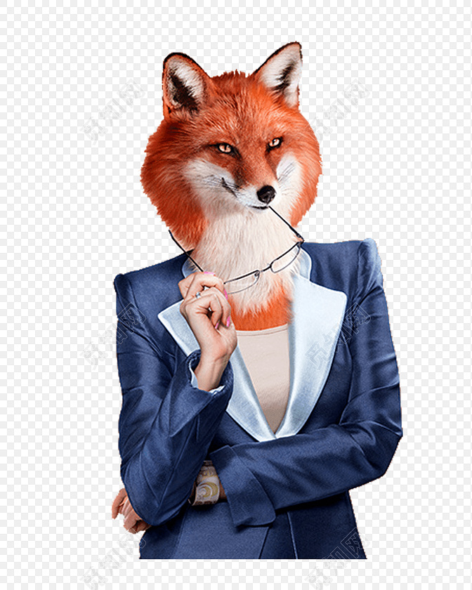 狐狸头蓝色西服
