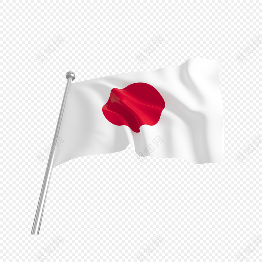 飘扬日本国旗卡通手绘素材