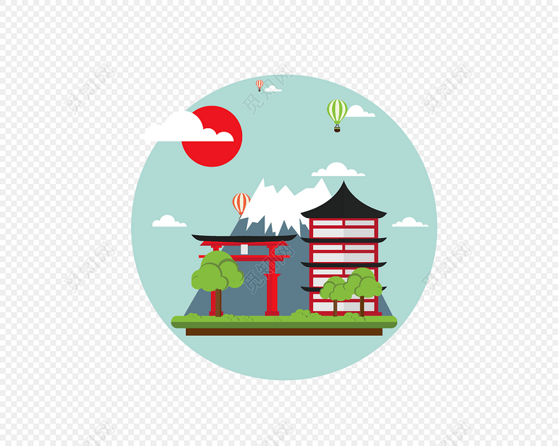卡通扁平日本元素海报素材