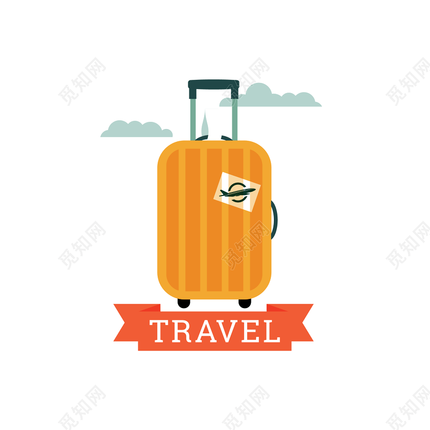 下载png png素材 手绘行李箱插画标签:旅游 免抠素材 手绘卡通海报
