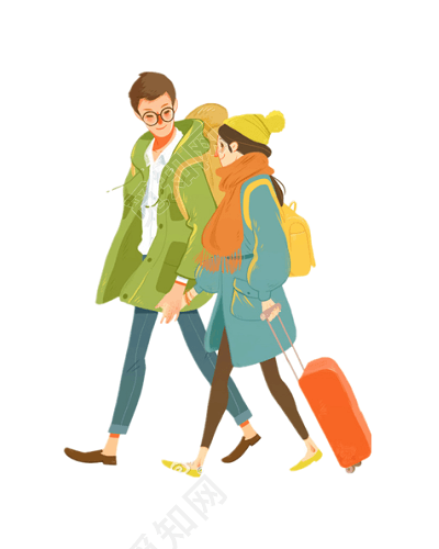 授权方式: 共享素材 下载png png素材 情侣旅行手绘卡通插画标签:旅游