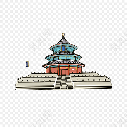 北京天坛手绘插画素材