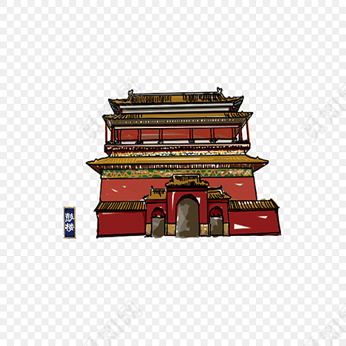 北京鼓楼手绘插画