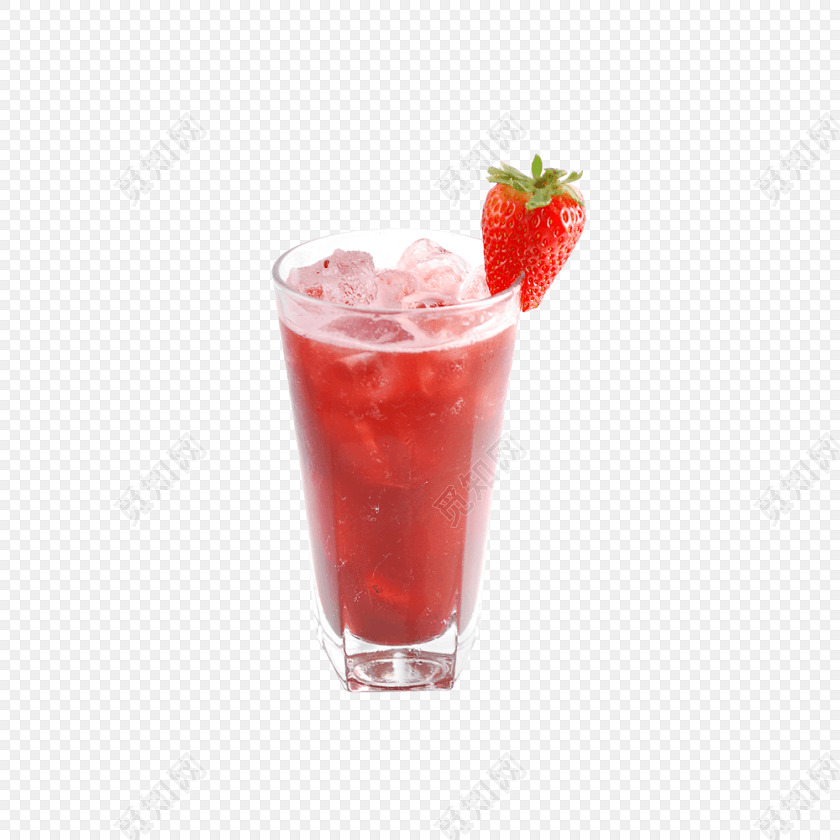 冰爽夏日草莓汁饮品矢量素材
