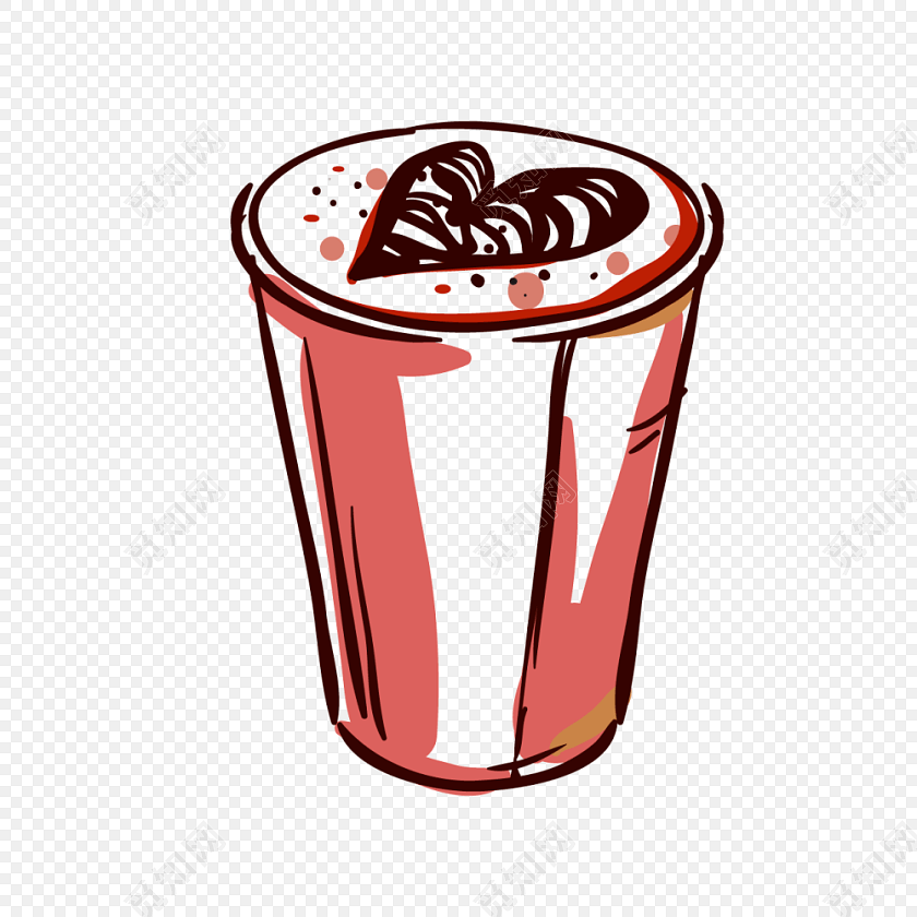 手绘奶茶爱心矢量插画