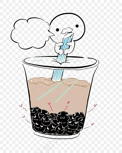 手绘卡通珍珠奶茶矢量插画