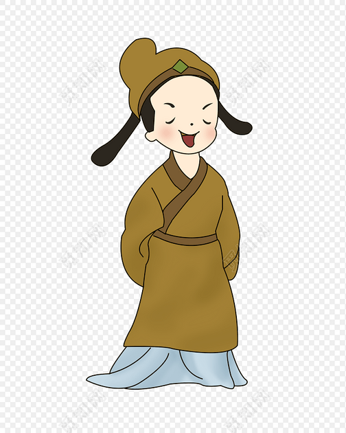 手绘卡通古人学习素材