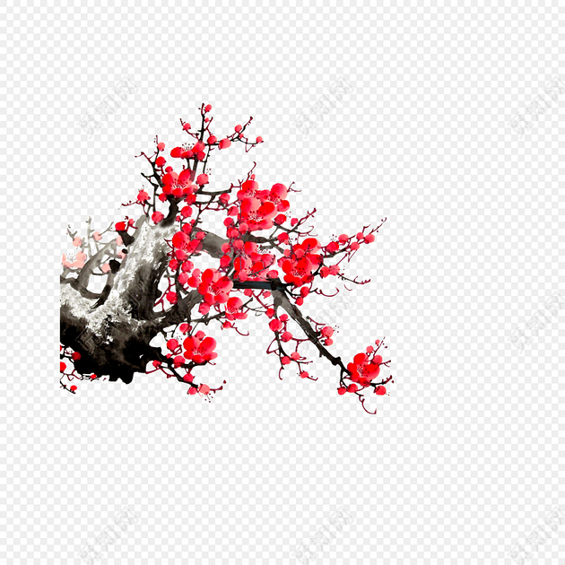 典雅中国风红梅腊梅梅花背景素材