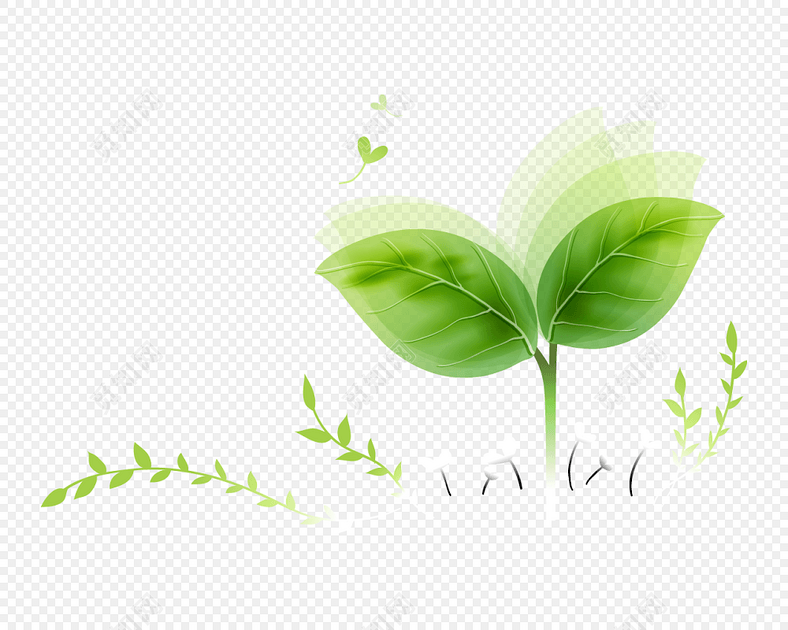小清新绿色小树苗植树节元素设计免费下载_png素材_觅