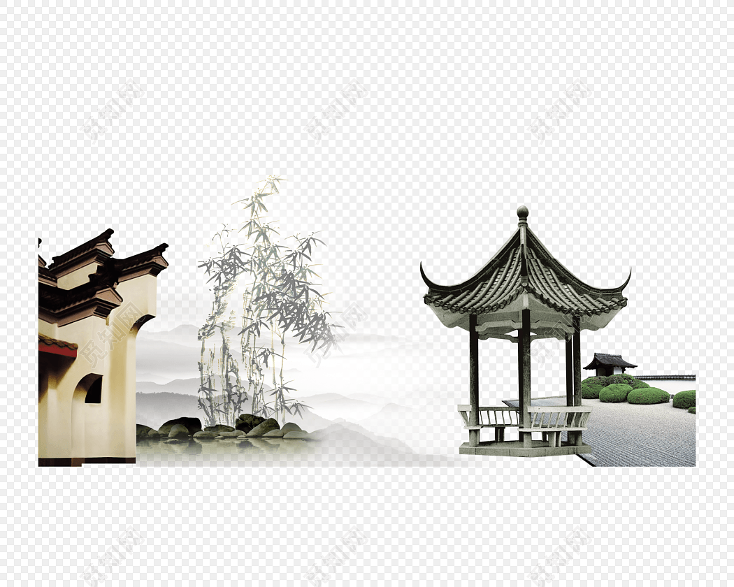 水墨江南水乡徽派建筑古建筑