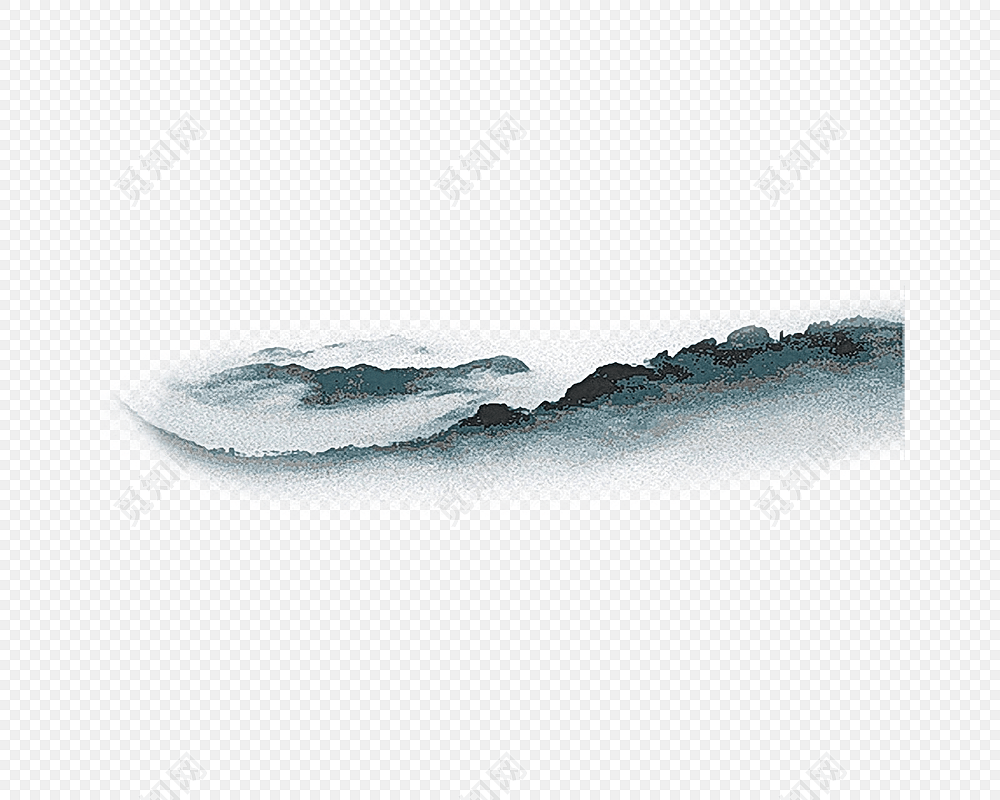 水墨山景设计免抠素材