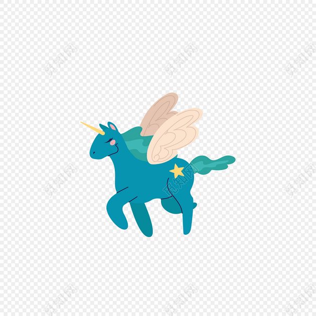 卡通飞马手绘矢量图案