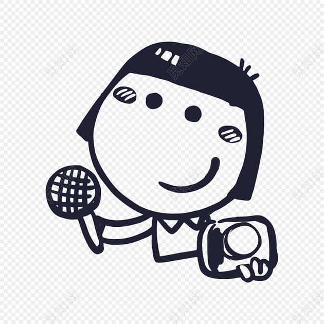 可爱卡通采访记者素材