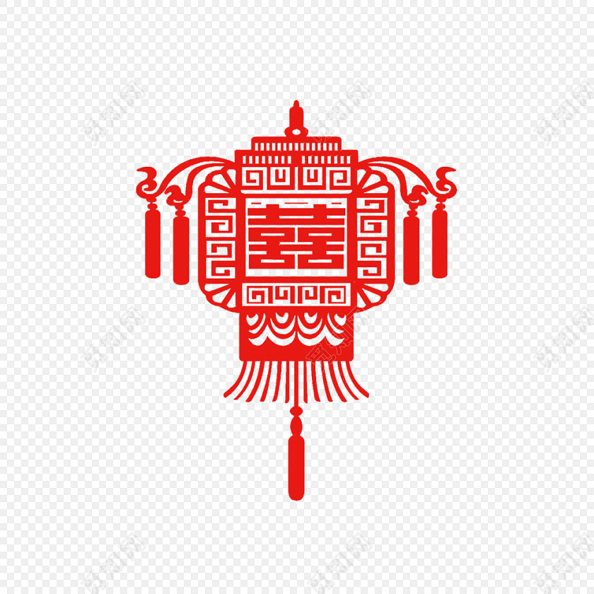 红色镂空喜字灯笼