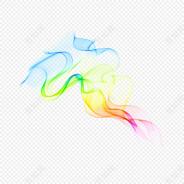 彩色迷幻曲线水墨烟雾矢量素材
