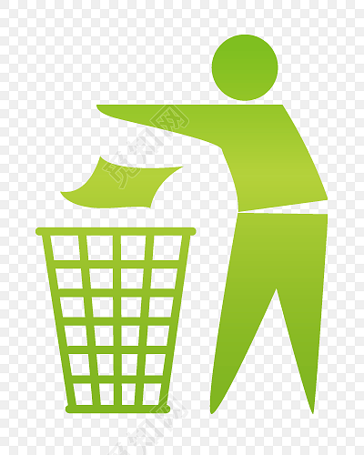 环保绿色垃圾桶标志素材