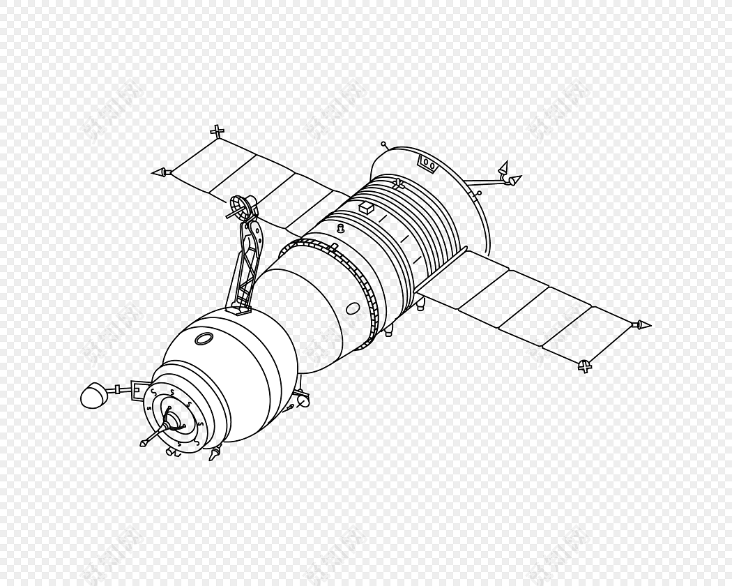 手绘简约航天飞船素材
