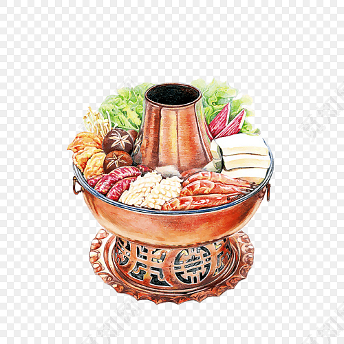 手绘美食火锅素材