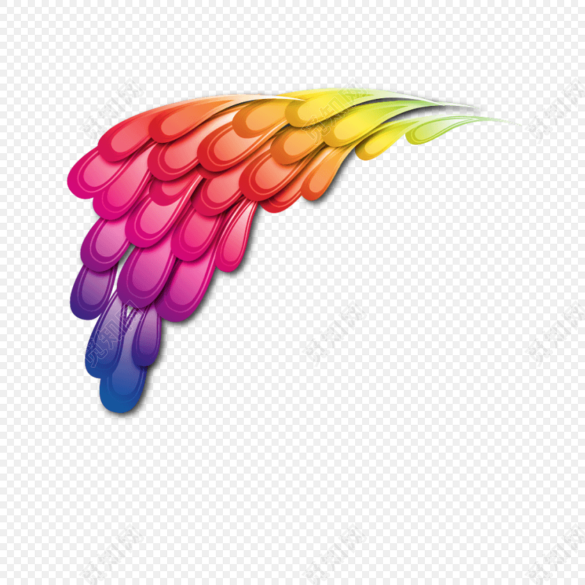 彩色卡通孔雀羽毛尾巴插画