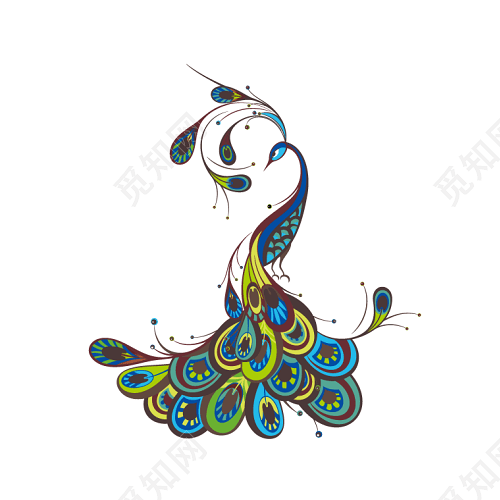 卡通孔雀插画矢量素材